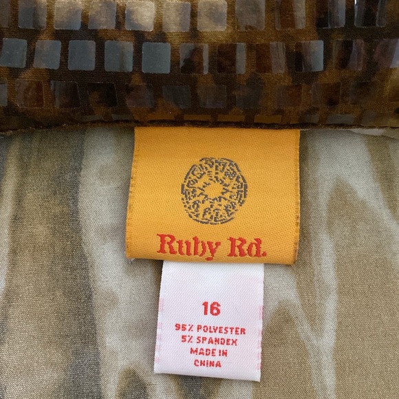 🌹Ruby Rd. Animal print woman’s jacket full zip up monk neck shinny squares sz16 - Picture 7 of 16